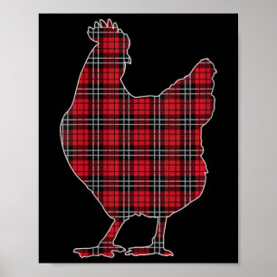 Womens Red Buffalo Plaid Chicken Matching Family C Poster