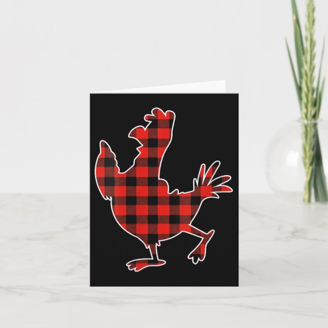 Womens Red Buffalo Plaid Pajama Chicken Merry Chri Card (Front)