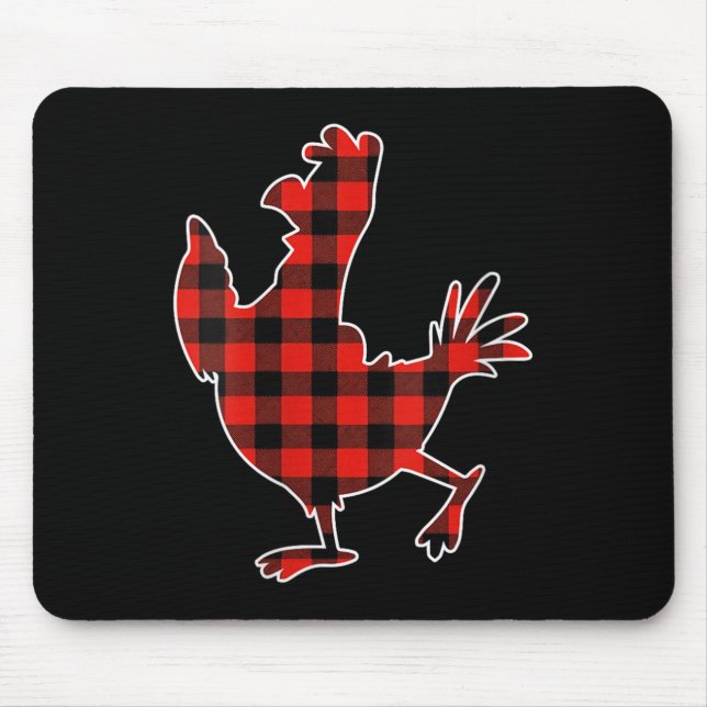 Womens Red Buffalo Plaid Pajama Chicken Merry Chri Mouse Pad (Front)