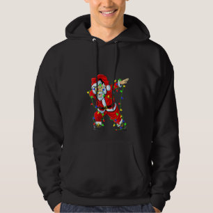 Womens Red Dabbing Santa Lighting Funny Xmas Chris Hoodie