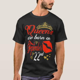 Womens Red Lip Print Queens are Born on September T-Shirt