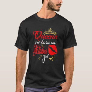 Womens Red Lips Queens Are Born On October 3rd Lib T-Shirt