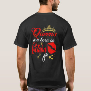 Womens Red Lips Queens Are Born On October 6th Lib T-Shirt