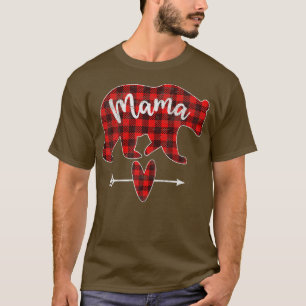 Womens Red Plaid Mama Bear Red Buffalo Plaid Mama  T-Shirt