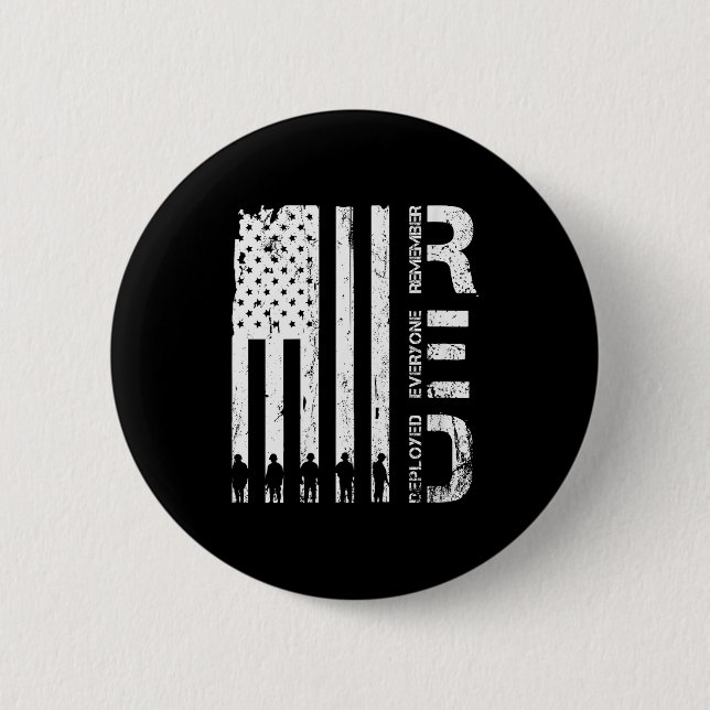 Womens Red Remember Everyone Deployed Military Fri 2 Inch Round Button (Front)
