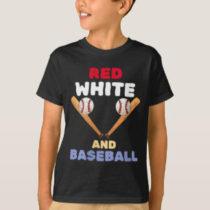 Women's red white and baseball patriotic bat ball T-Shirt