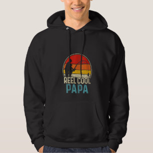 Womens Reel Cool Papa Funny Fishing Vintage Fisher Hoodie