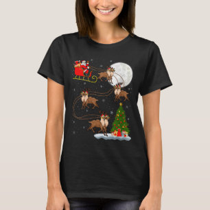 Womens Reindeer Santa Sleigh Flying Funny Magical  T-Shirt