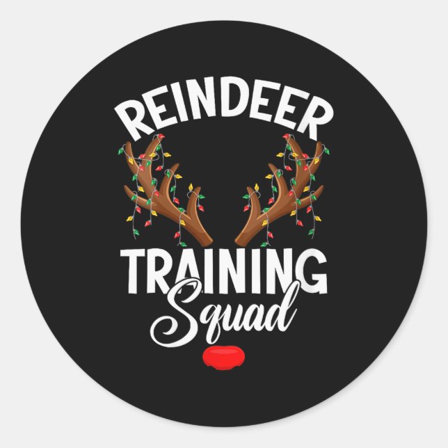 Womens Reindeer Training Squad Team Running Family Classic Round Sticker (Front)