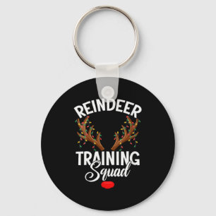 Womens Reindeer Training Squad Team Running Family Keychain