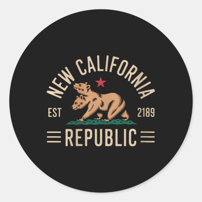 Womens Republic California Wear New California Rep Classic Round Sticker (Front)