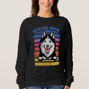 Womens Rescue Mom Siberian Husky Dog Mom Sweatshirt