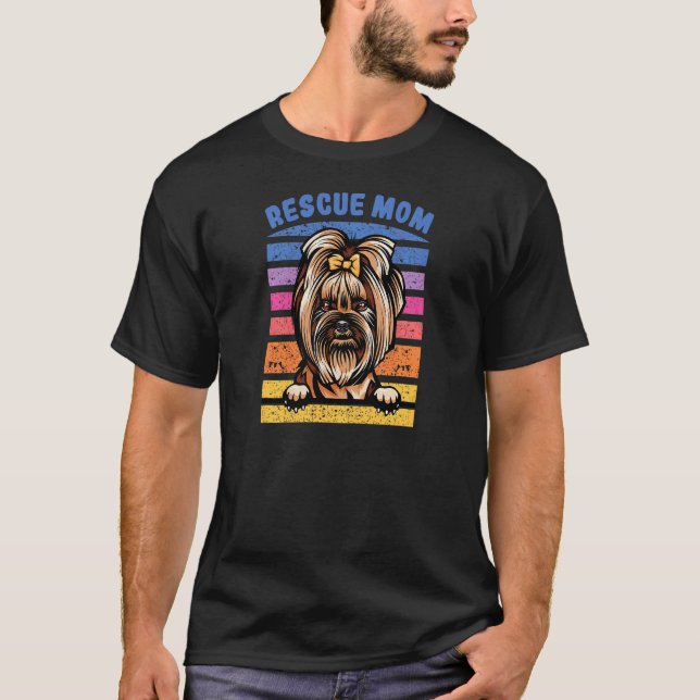 Womens Rescue Mom  Yorkie  Dog Mom  Yorkshire Terr T-Shirt (Front)
