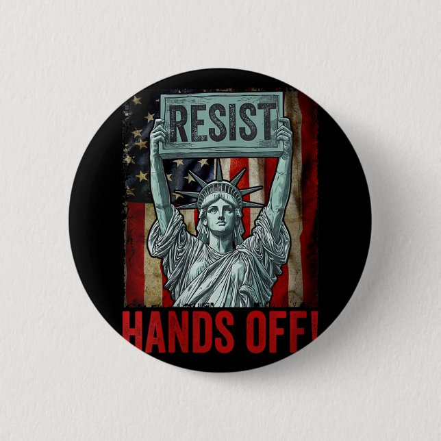 Womens Resist Resistance Statue Of Liberty Hands O 2 Inch Round Button (Front)
