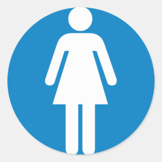 Women's Restroom Highway Sign Classic Round Sticker
