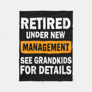 Womens Retired Under New Management See Grandkids  Fleece Blanket