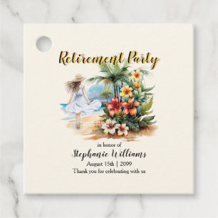 Women's Retirement Beach Aloha Flowers Party Favour Tags
