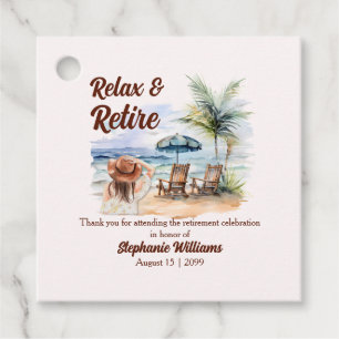 Women's Retirement Beach Chair Themed Party Favour Tags
