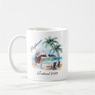 Women's Retirement Beach Themed Watercolor Coffee Mug