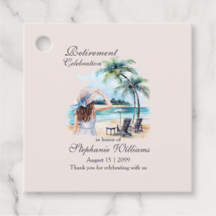 Women's Retirement Beach Themed Watercolor Favour Tags