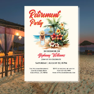 Women's Retirement Party Beach Aloha Woman  Invitation