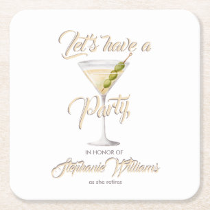 Women's Retirement Summer Cocktail Party Square Paper Coaster