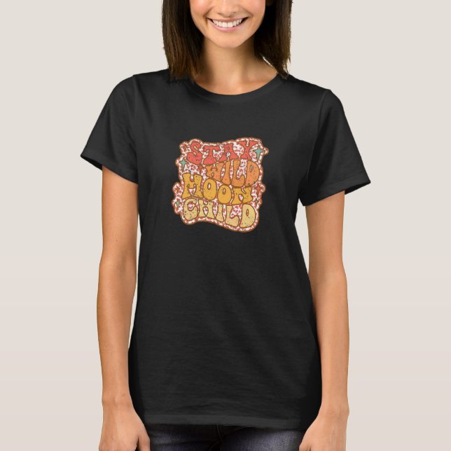 Womens Retro 60's70's Stay Wild Moon Child Boho T-Shirt (Front)