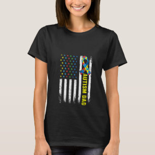 Womens Retro American Flag Autism Dad Awareness Au T-Shirt