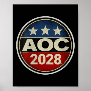 Womens Retro Aoc 2028 Fight Oligarchy Protest Resi Poster