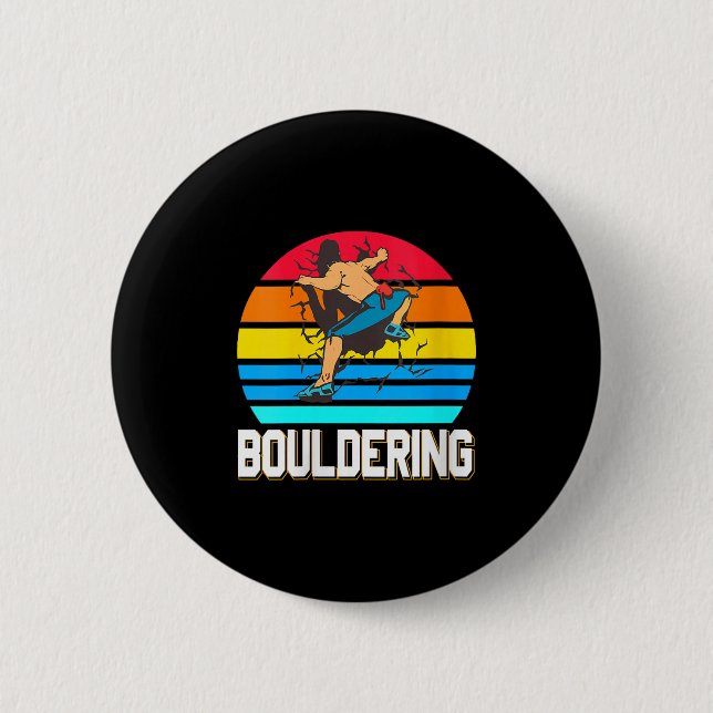 Womens Retro Bouldering Wall Smash Indoor Climbing 2 Inch Round Button (Front)