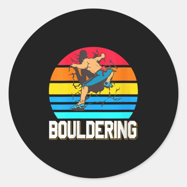Womens Retro Bouldering Wall Smash Indoor Climbing Classic Round Sticker (Front)