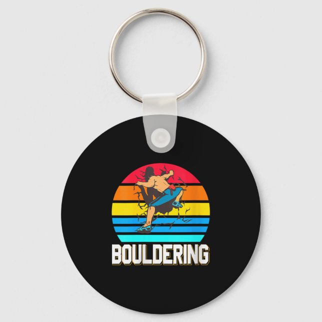 Womens Retro Bouldering Wall Smash Indoor Climbing Keychain (Front)