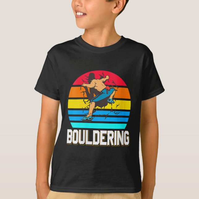 Womens Retro Bouldering Wall Smash Indoor Climbing T-Shirt (Front)
