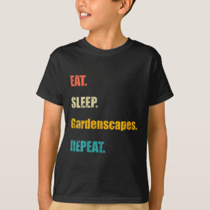 Womens Retro Eat Sleep Gardenscapes Repeat V-neck T-Shirt