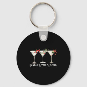 Womens Retro Funny Santa's Little Helper Martini M Keychain