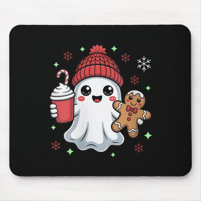 Womens Retro Ghost Beanie Christmas Holiday Xmas C Mouse Pad (Front)