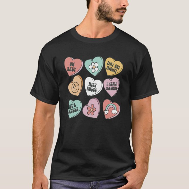 Womens Retro Groovy Heart Candy NICU Nurse Valenti T-Shirt (Front)