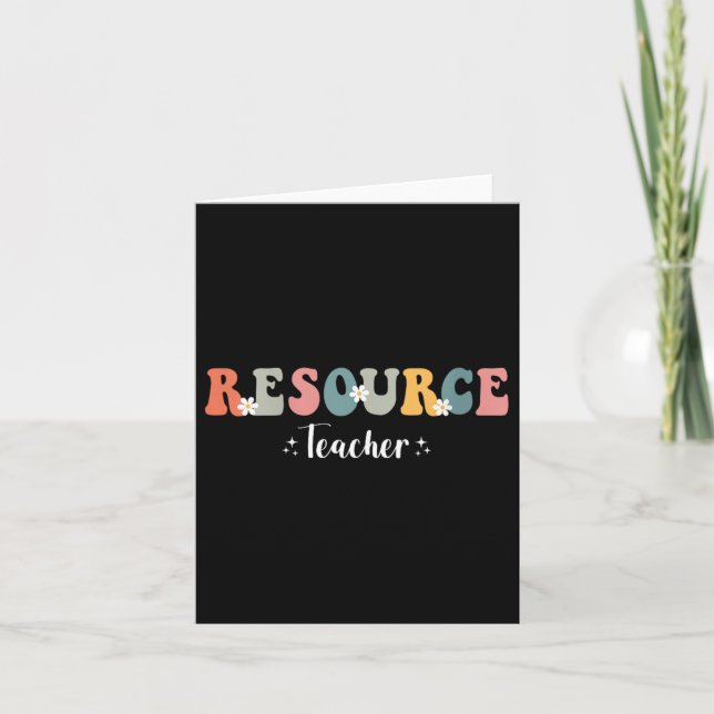 Womens Retro Groovy Resource Teacher Appreciation  Card (Front)