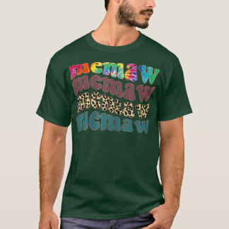 Womens Retro Leopard Memaw Blessed Memaw Funny T-Shirt