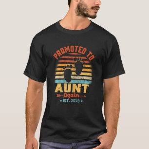 Womens Retro Promoted To Aunt Again Est 2023 Pregn T-Shirt