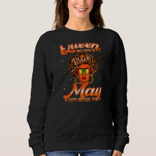 Womens Retro Queen Was Born In May Birthday Cute G Sweatshirt