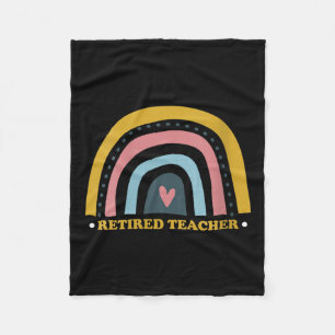 Womens Retro Rainbow Retired Teacher With Heart Sy Fleece Blanket