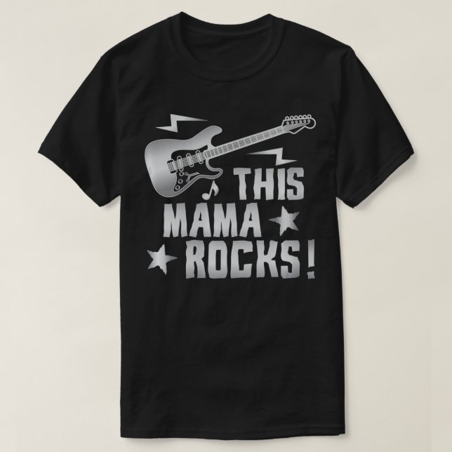 Womens Retro Rock And Roll Guitar This Mama Rocks  T-Shirt (Design Front)