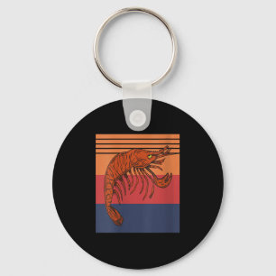 Womens Retro Shrimp Vibes Funny Marine Seafood Hum Keychain