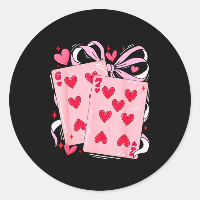 Womens Retro Six Seven 67 Meme Valentines Day Play Classic Round Sticker (Front)