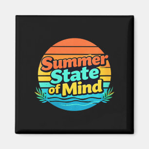 Womens Retro Summer State of Mind Coastal Sunset Magnet