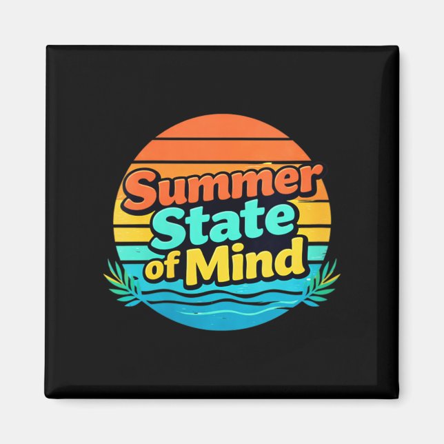 Womens Retro Summer State of Mind Coastal Sunset Magnet (Front)