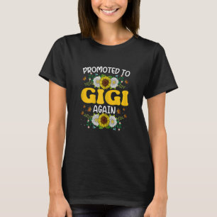 Womens Retro Sunflower Promoted To Gigi Again Moth T-Shirt
