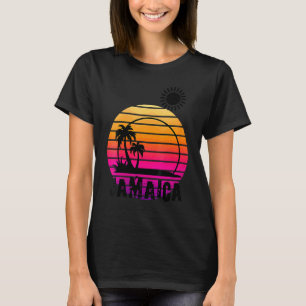 Womens Retro Sunset Palm Trees Beach Cruise Summer T-Shirt