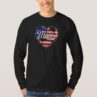 Womens Retro Usa Flag Heart Soccer Mom Mother's Da T-Shirt